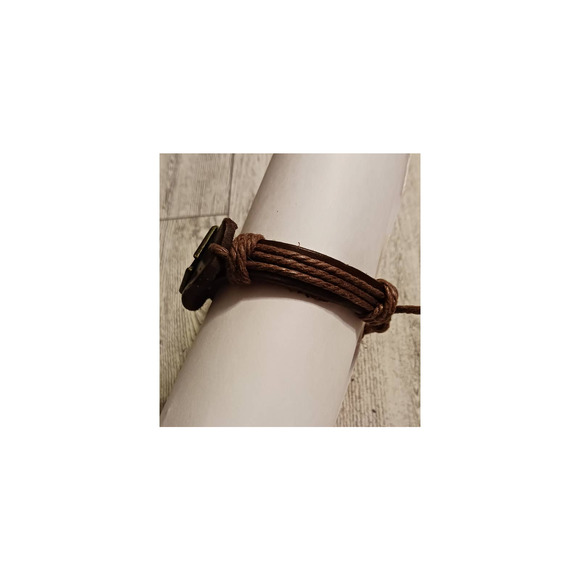 Men's iron cross leather bracelet - Picture 3 of 6